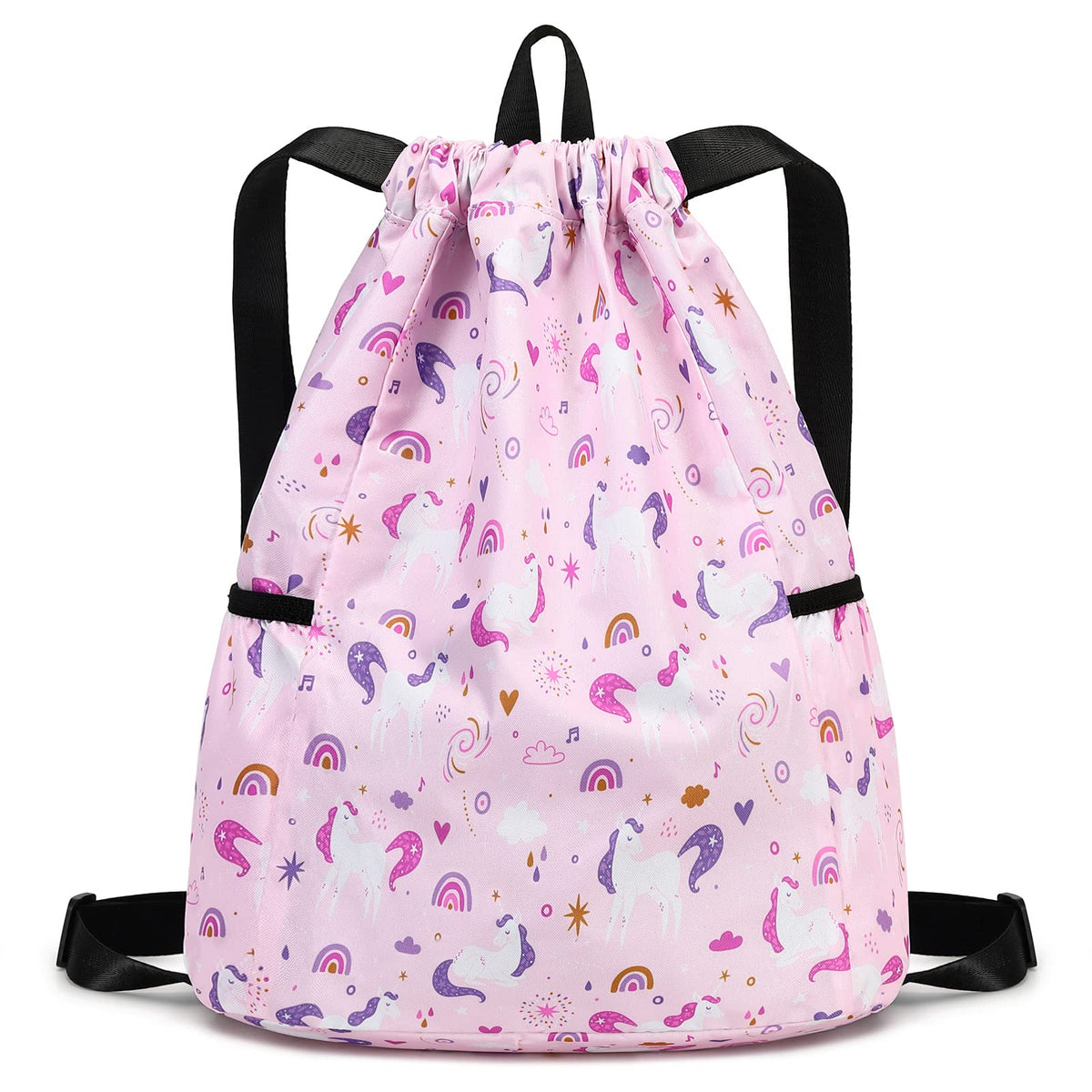 Children Boy Girl Ocean Shark Print Drawstring Backpack Outdoor Casaul Portable Shoulder Bag Swim Gymsack Sack Pack Dark Blue