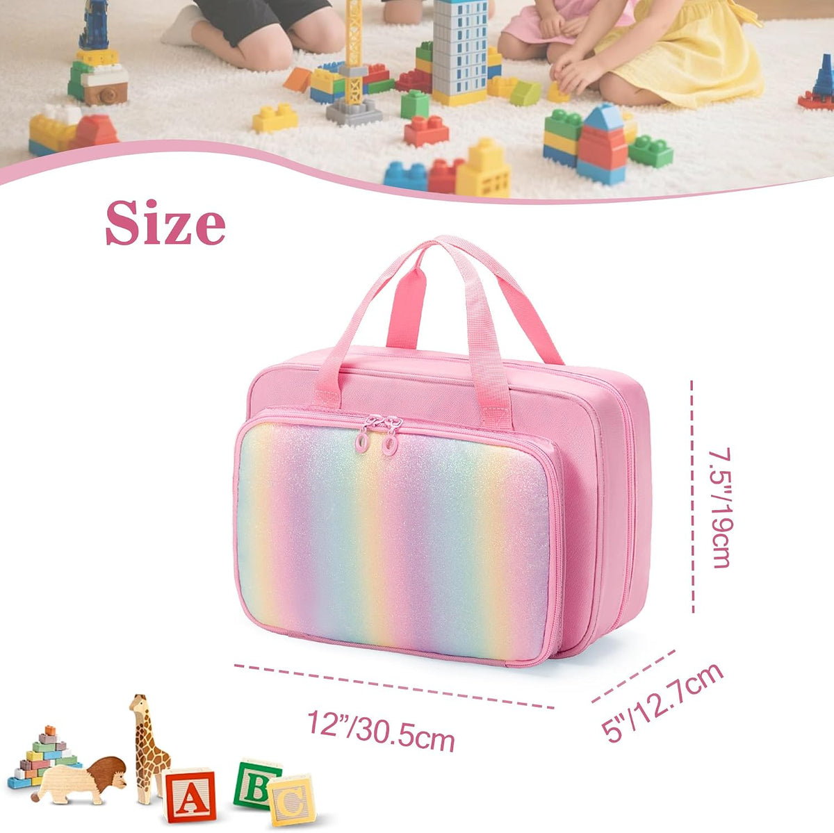 Kids Travel Toy Organizer with Hanging Hook, Storage Bags for Child’s Toys