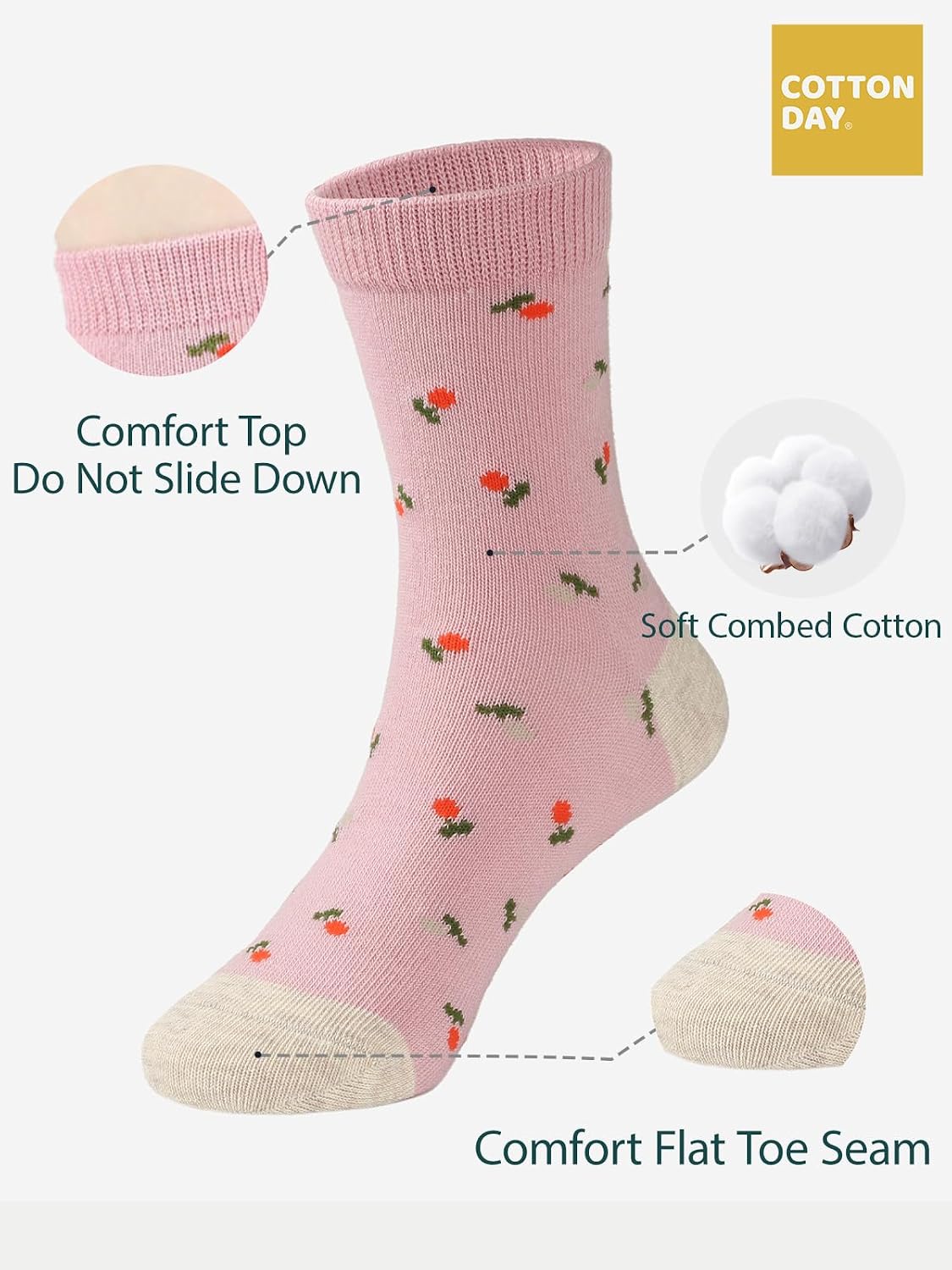 COTTON DAY 7 Days of the Week Kids Girls Cute Fashion Design Socks Gift Box