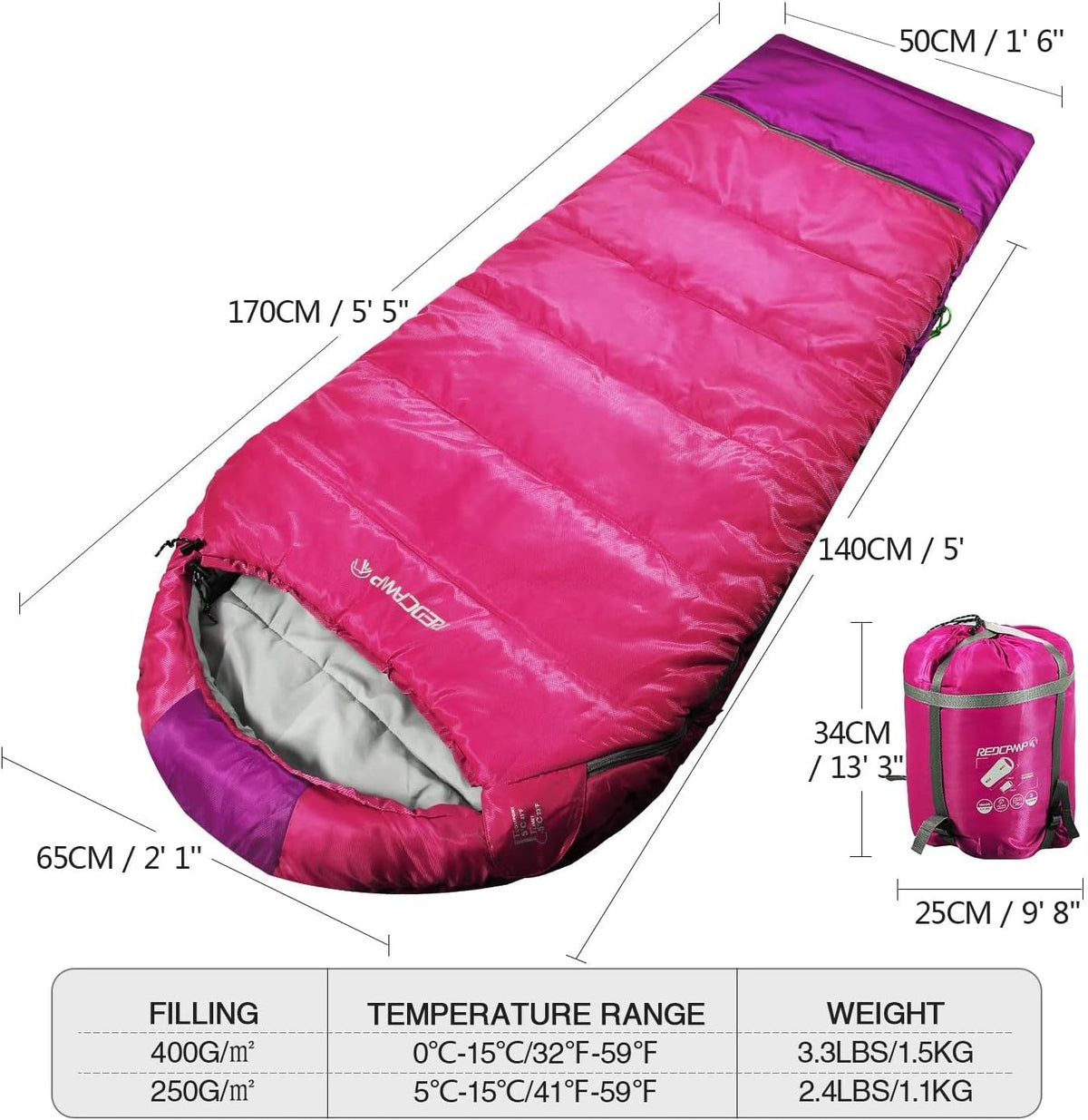 REDCAMP Kids Mummy Sleeping Bag for Camping