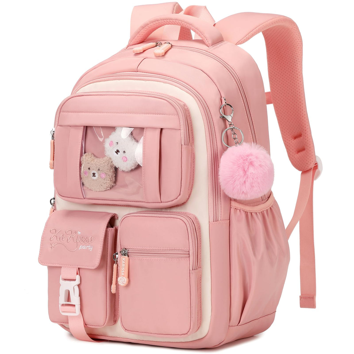 PIG PIG GIRL Kids Backpack for Girls - School Bags for Middle School Students - Book Bag for Elementary Primary - Kawaii Ita Backpack - Purple