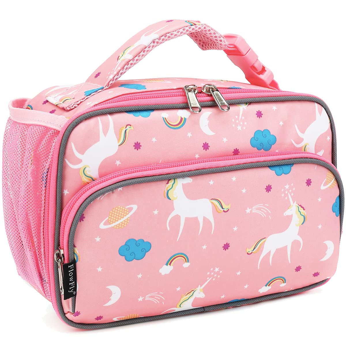 FlowFly Kids Lunch box Insulated Soft Bag Mini Cooler Back to School Thermal Meal Tote Kit for Girls, Boys, Car