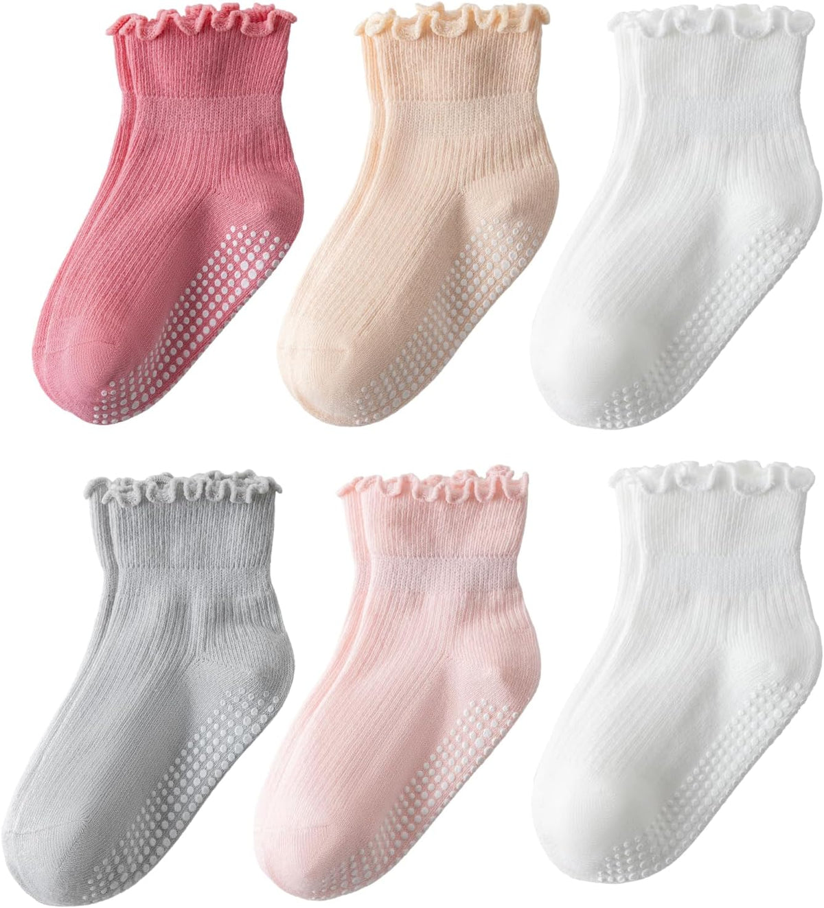 DarkCom Toddler Baby Socks Ruffle Girls Grip Non Slip Cute Socks for Kids
