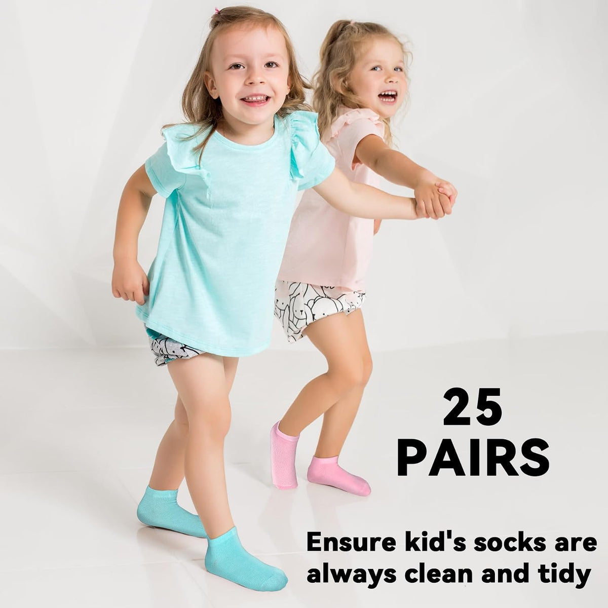 25 Pairs Toddler Girls Ankle Socks Soft Low Cut for Kids Aged 1-14