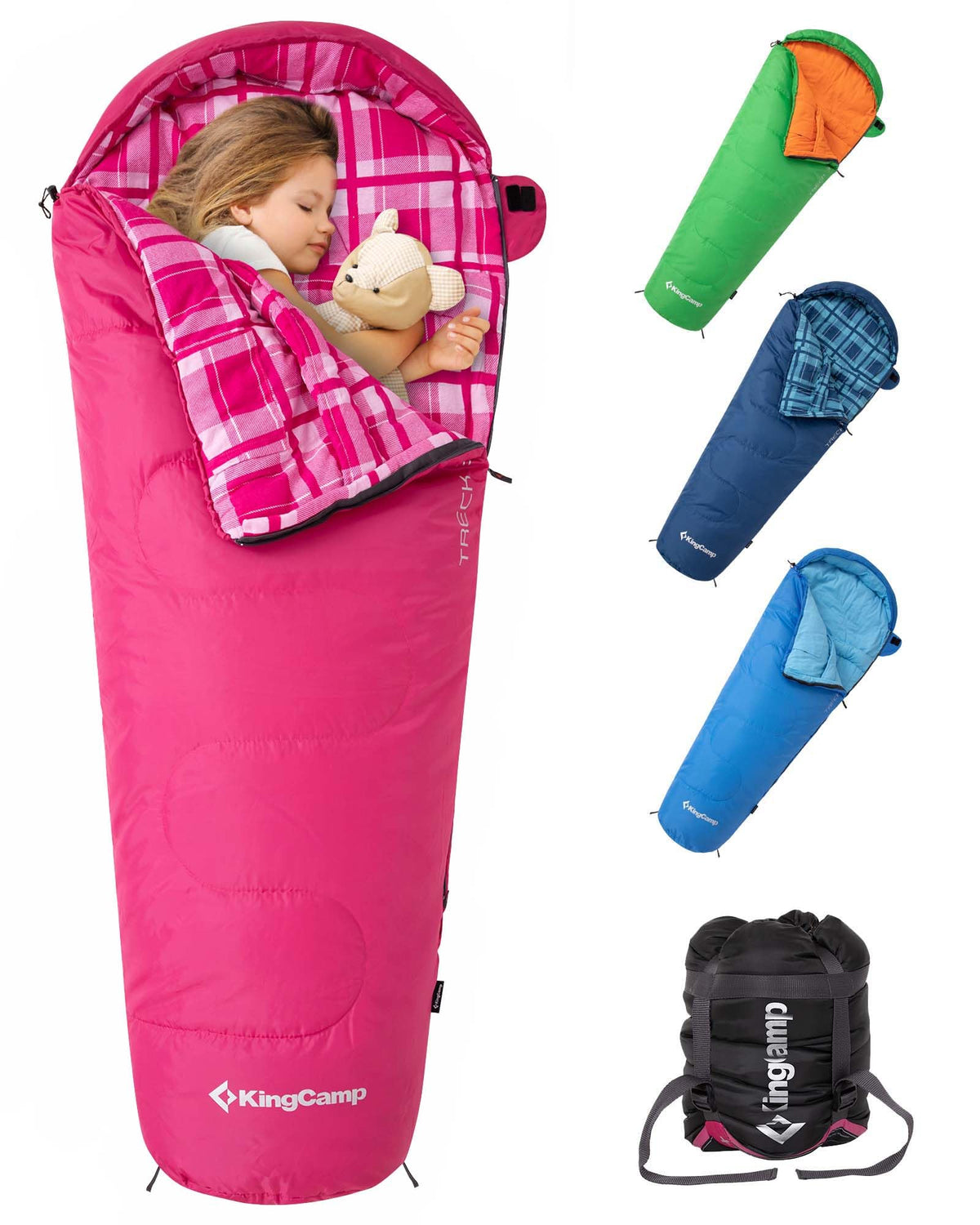 KingCamp 45°F Kids Sleeping Bag, 100% Flannel Sleeping Bag for 10-12 Child