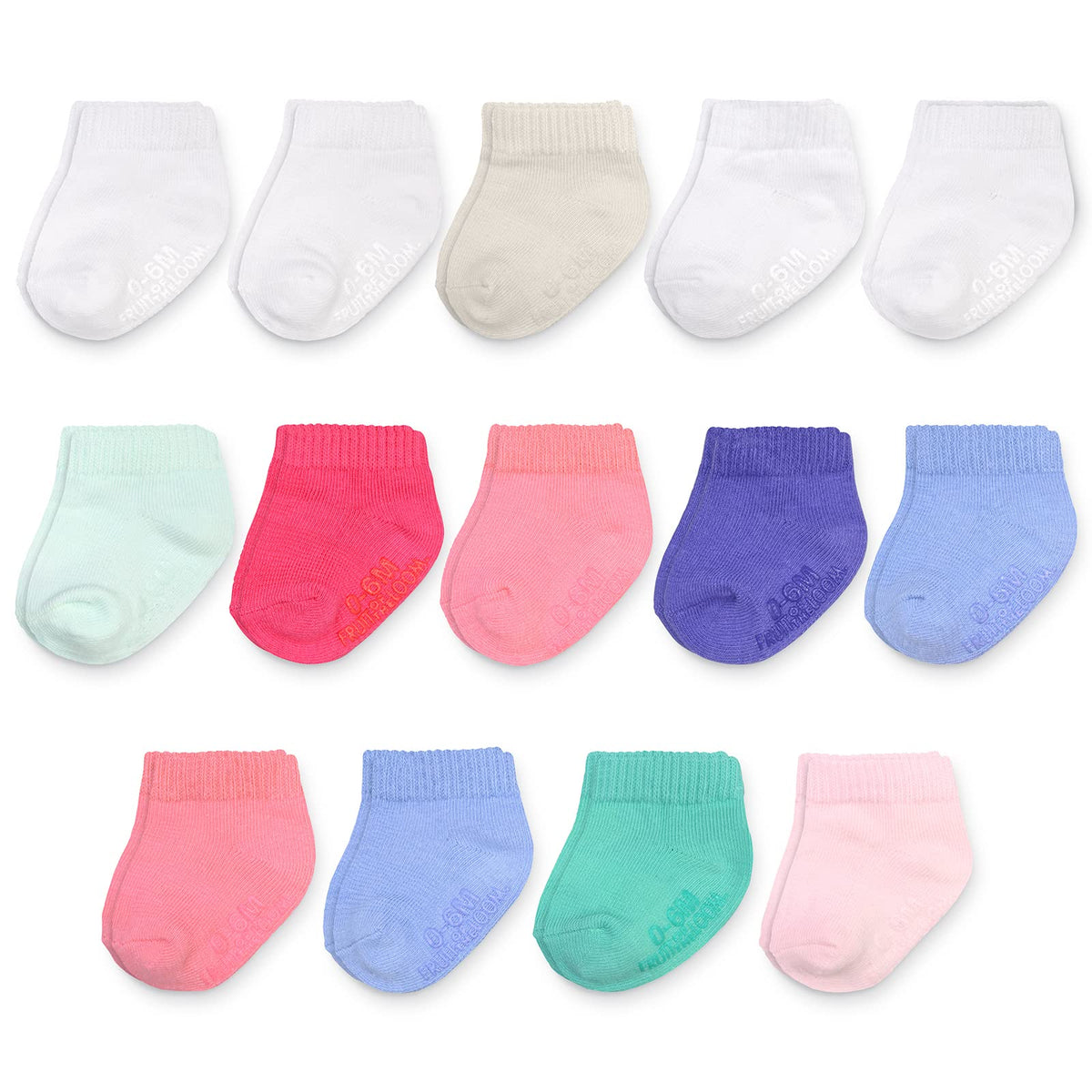 Fruit of the Loom Baby & Toddler Grow & Fit Flex Zones Cotton Stretch Socks - Unisex, Girls, Boys
