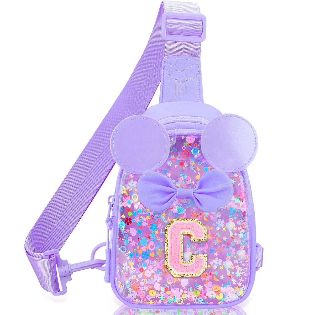 Initial Sling Bag for Girls - 3-7 Year Old Girl Birthday Gifts, Clear Letter Small Crossbody Bag Purses Toddler Kid Gifts Stuff Pink L