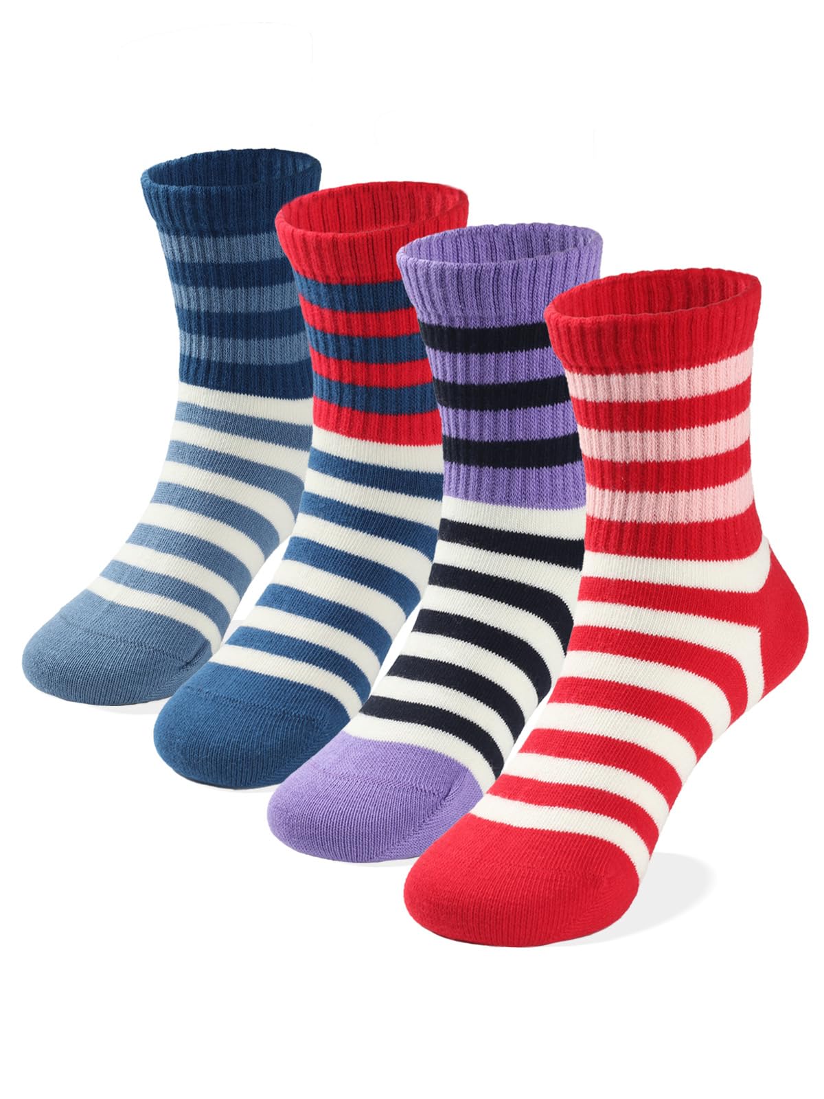 COTTON DAY Kids Girls Valentine's Day Socks with Hearts Stripes Strawberry