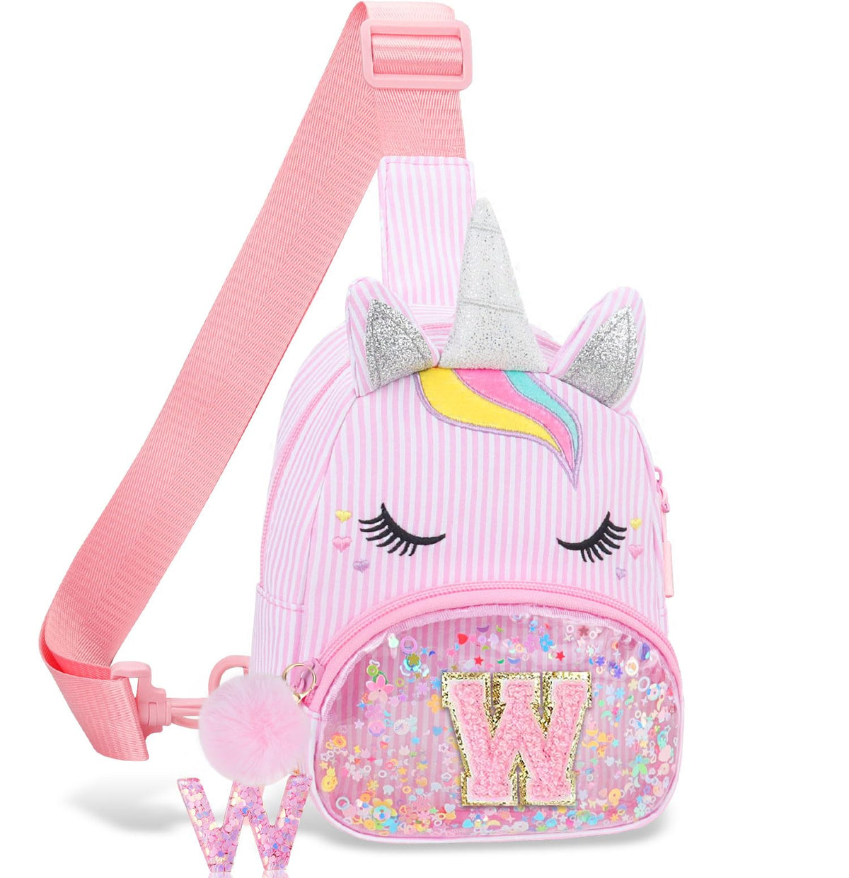 Girls Birthday Gifts for Kids - Initial Pink Small Sling Bags for Girl Fanny Pack Belt Bag for Crossbody Bags Purse for Kids Little Girl Gifts Pink A