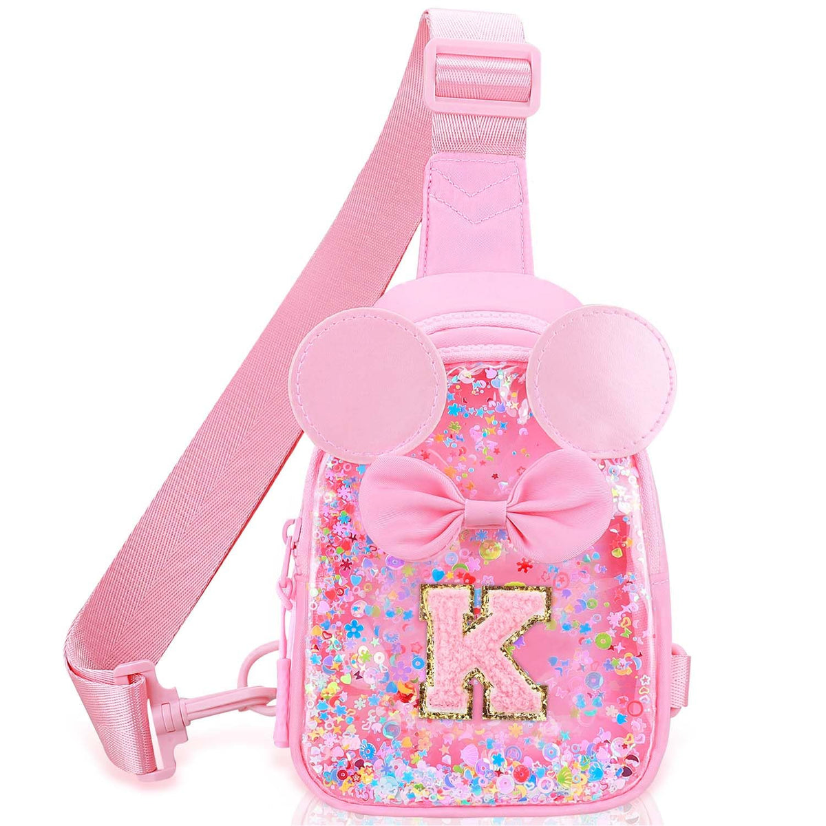 Initial Sling Bag for Girls - 3-7 Year Old Girl Birthday Gifts, Clear Letter Small Crossbody Bag Purses Toddler Kid Gifts Stuff Pink L