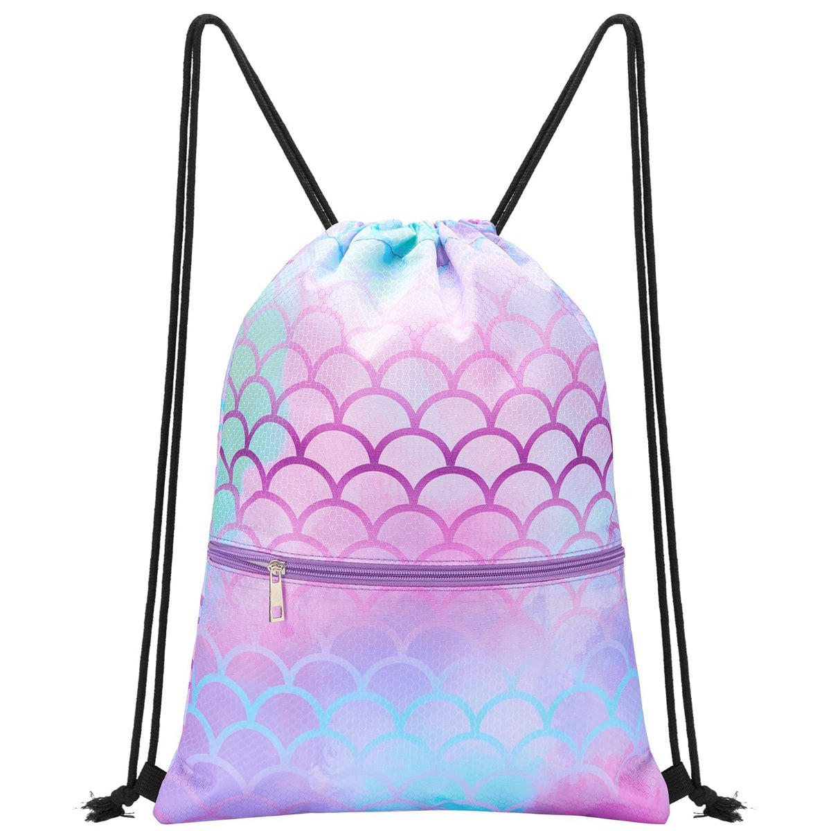 WAWSAM Kids Drawstring Backpack, Gym Swim Bag Cinch Bag for Girls Boys with Zipper Pocket
