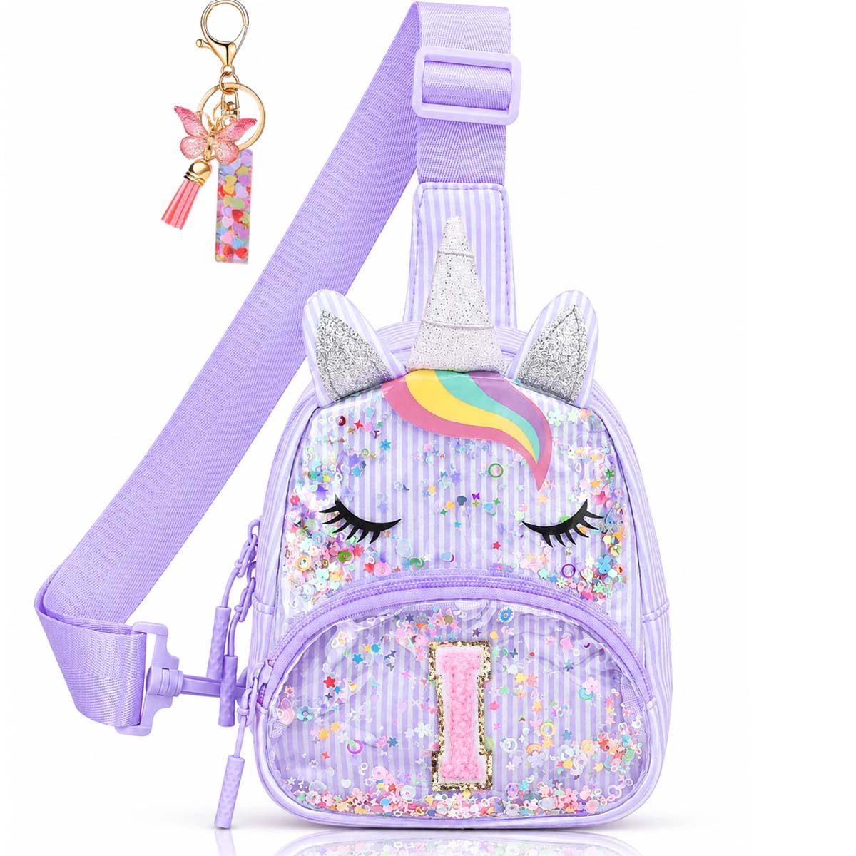 Initial Sling Bag for Girls - 3-7 Year Old Girl Birthday Gifts, Clear Letter Small Crossbody Bag Purses Toddler Kid Gifts Stuff Pink L