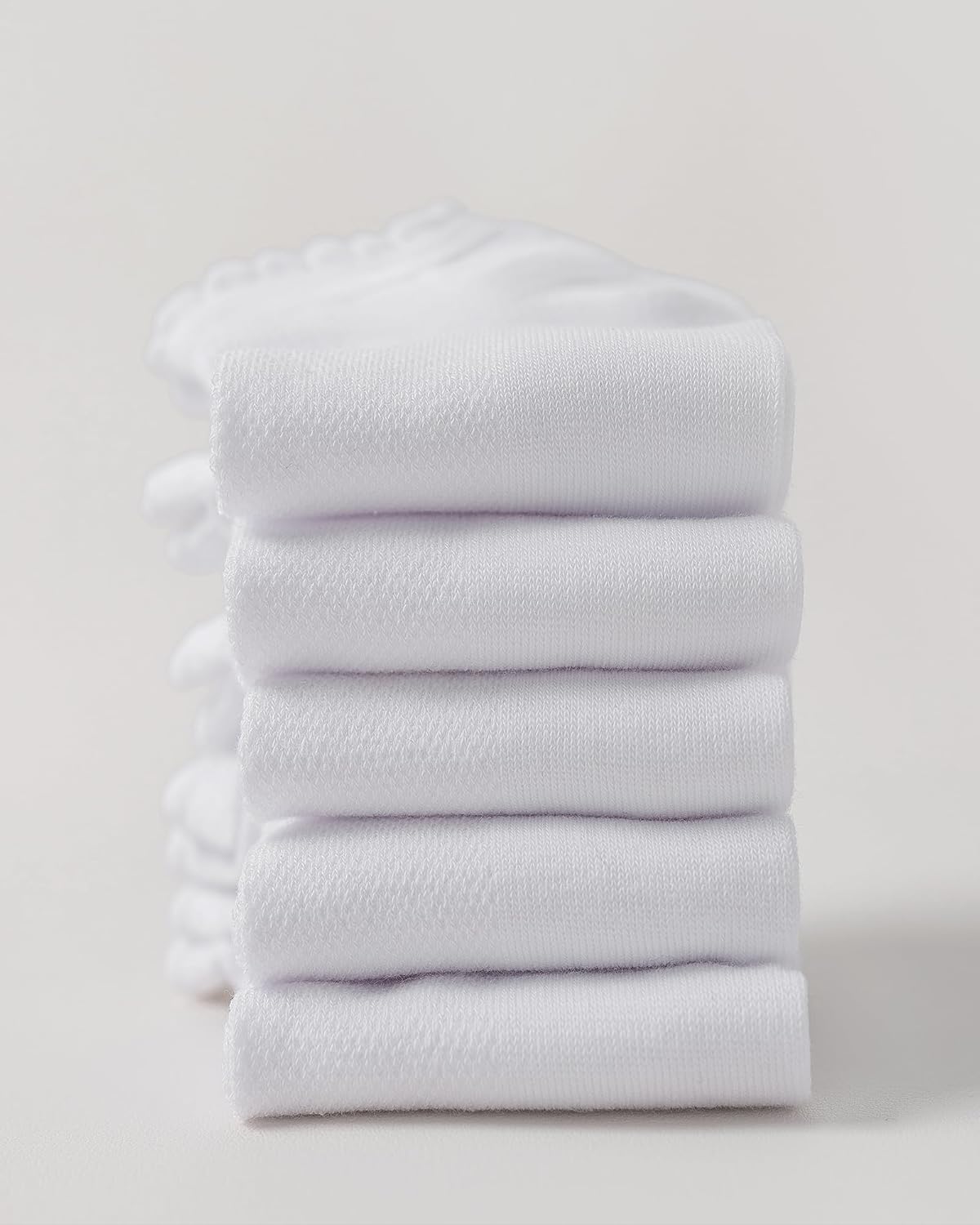 Funjoon Girls White Ruffle Socks School Uniform Kids Cotton Ankle Dress