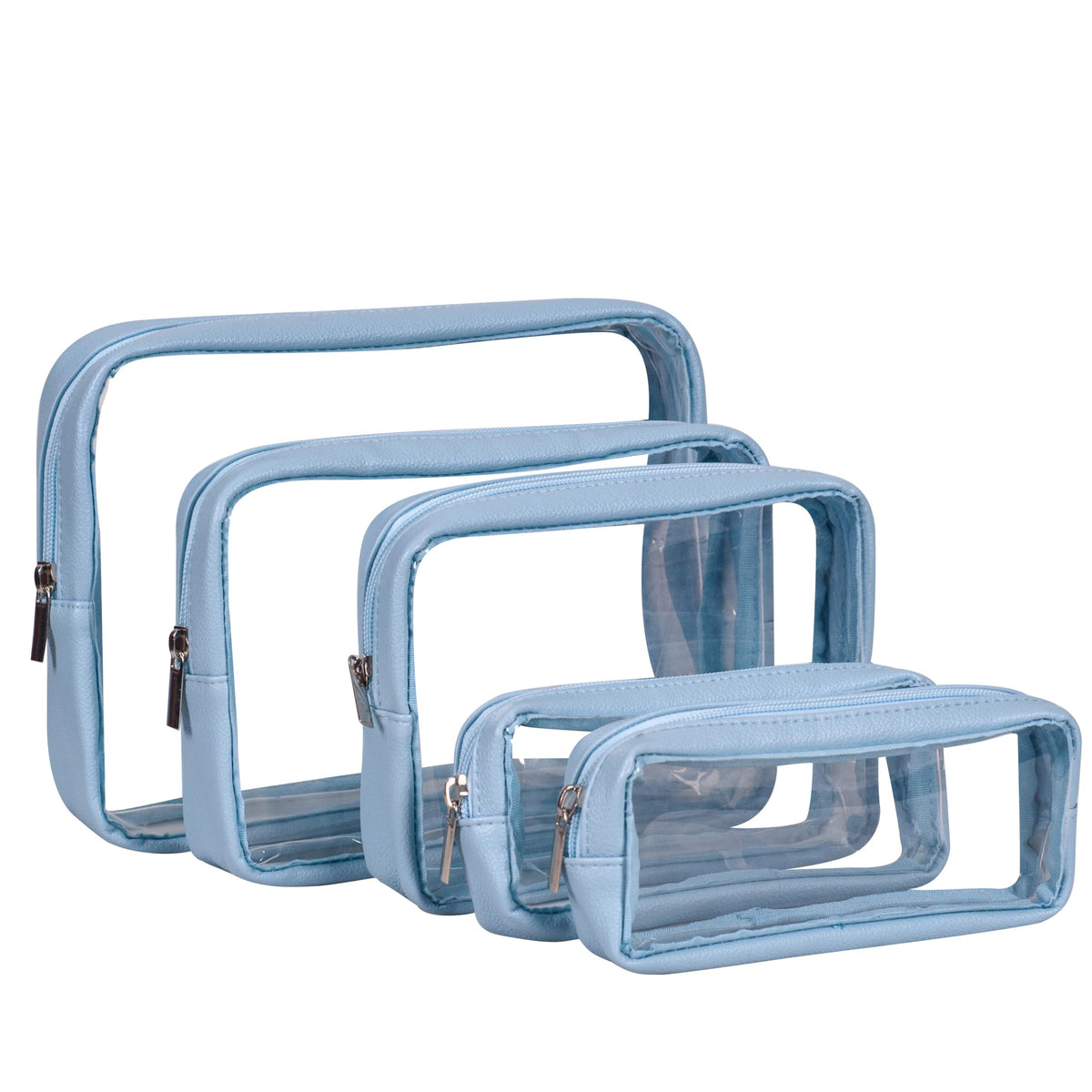Remobia Hicol TSA Approved 5-Piece Diaper Bag Organizer Pouch Set Clear Waterproof TPU Kids Toiletry Storage Set Travel Packing Clutch Cube Bags for Baby Nursing(Cream leather)