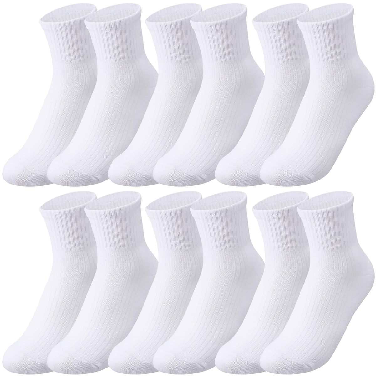 Jspupifip 6 Pairs Kids Girls Pink White Crew Athletic Socks Age 3-12 Years