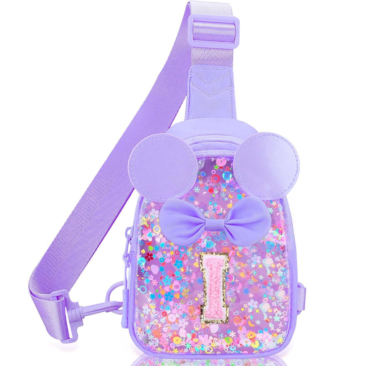 Initial Sling Bag for Girls - 3-7 Year Old Girl Birthday Gifts, Clear Letter Small Crossbody Bag Purses Toddler Kid Gifts Stuff Pink L
