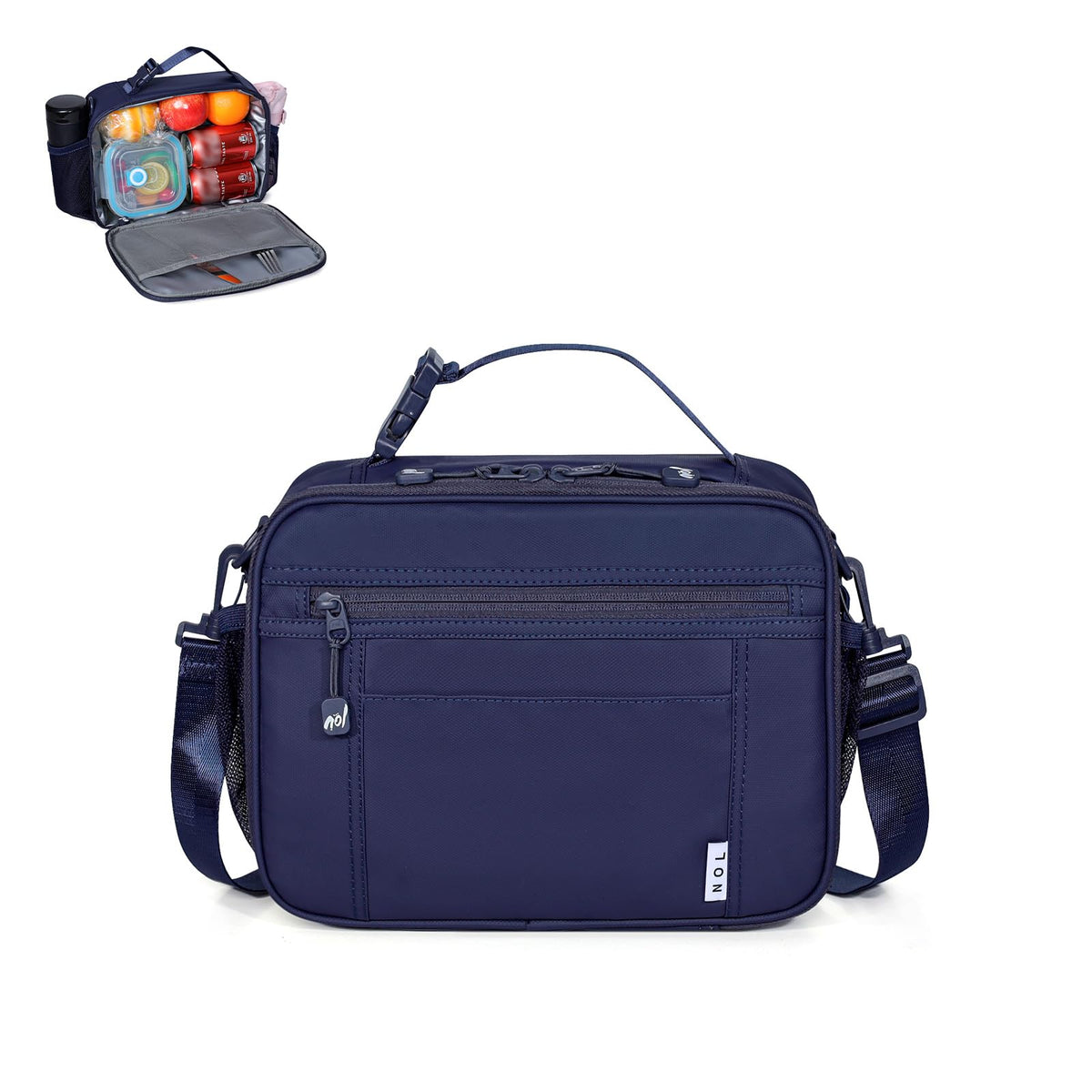 NOL Lunch Bag for Children Adult Insulated Lunch box Waterproof Cooler Reusable Zip Closure with Buckle Handle Holds for Snacks & Water Bottle School Work, Light blue