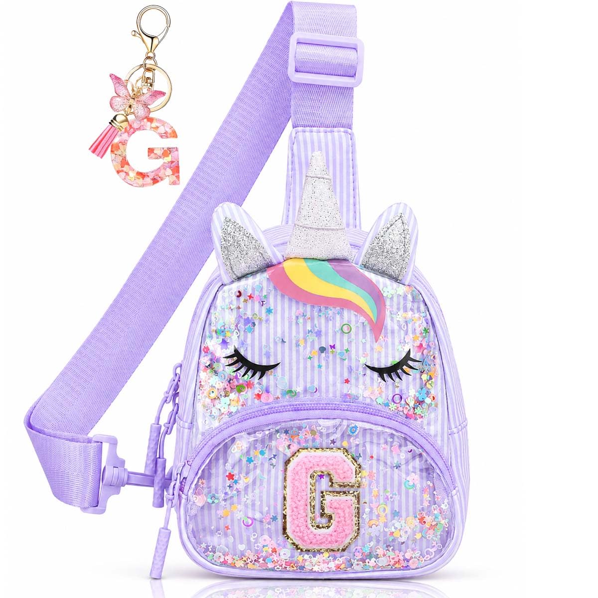 Initial Sling Bag for Girls - 3-7 Year Old Girl Birthday Gifts, Clear Letter Small Crossbody Bag Purses Toddler Kid Gifts Stuff Pink L