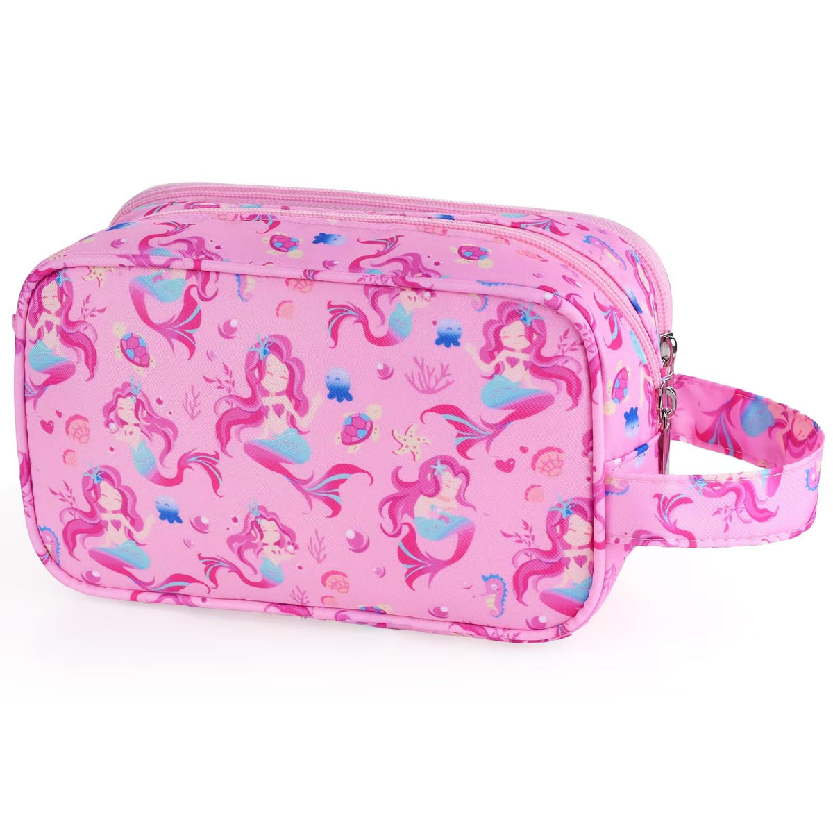 Kids Toiletry Bag for Girls, Travel Toiletry Bag for Little Young Girls Cosmetic Bag Makeup Bag Waterproof Hanging Wash Bag Toddler Toiletries, Candy Pink