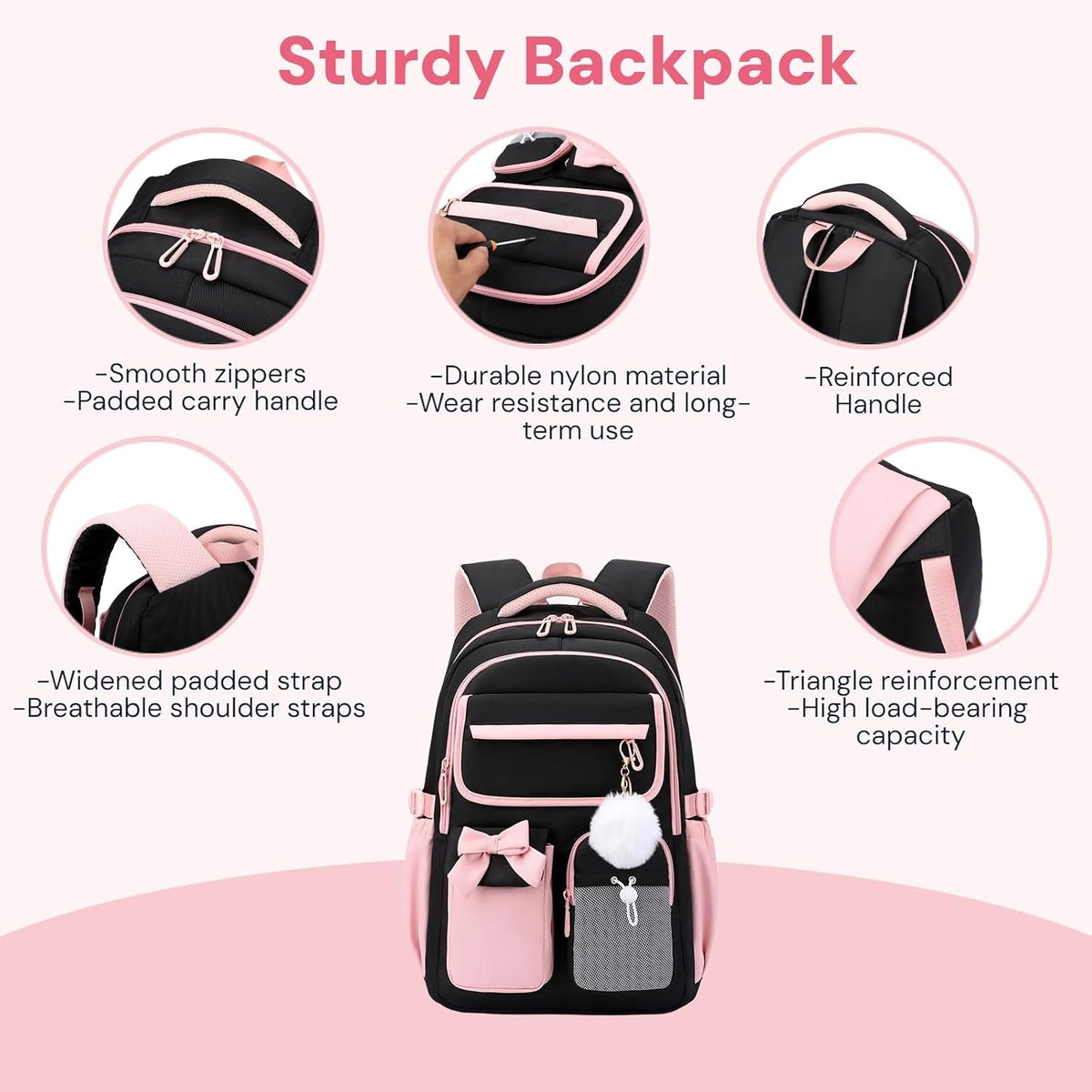 Girls Backpack School Bags Kids Elementary School Backpack for Girls Teens Cute Childrens Bookbags Casual Back Packs, Purple