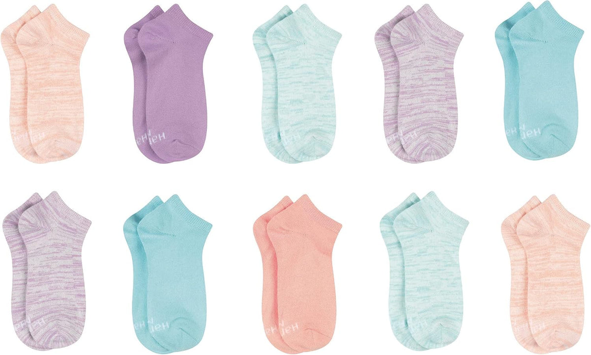 Hanes Girls' Ankle Socks, Comfortsoft Soft Stretch Socks for Girls, Assorted, 10-pair Pack
