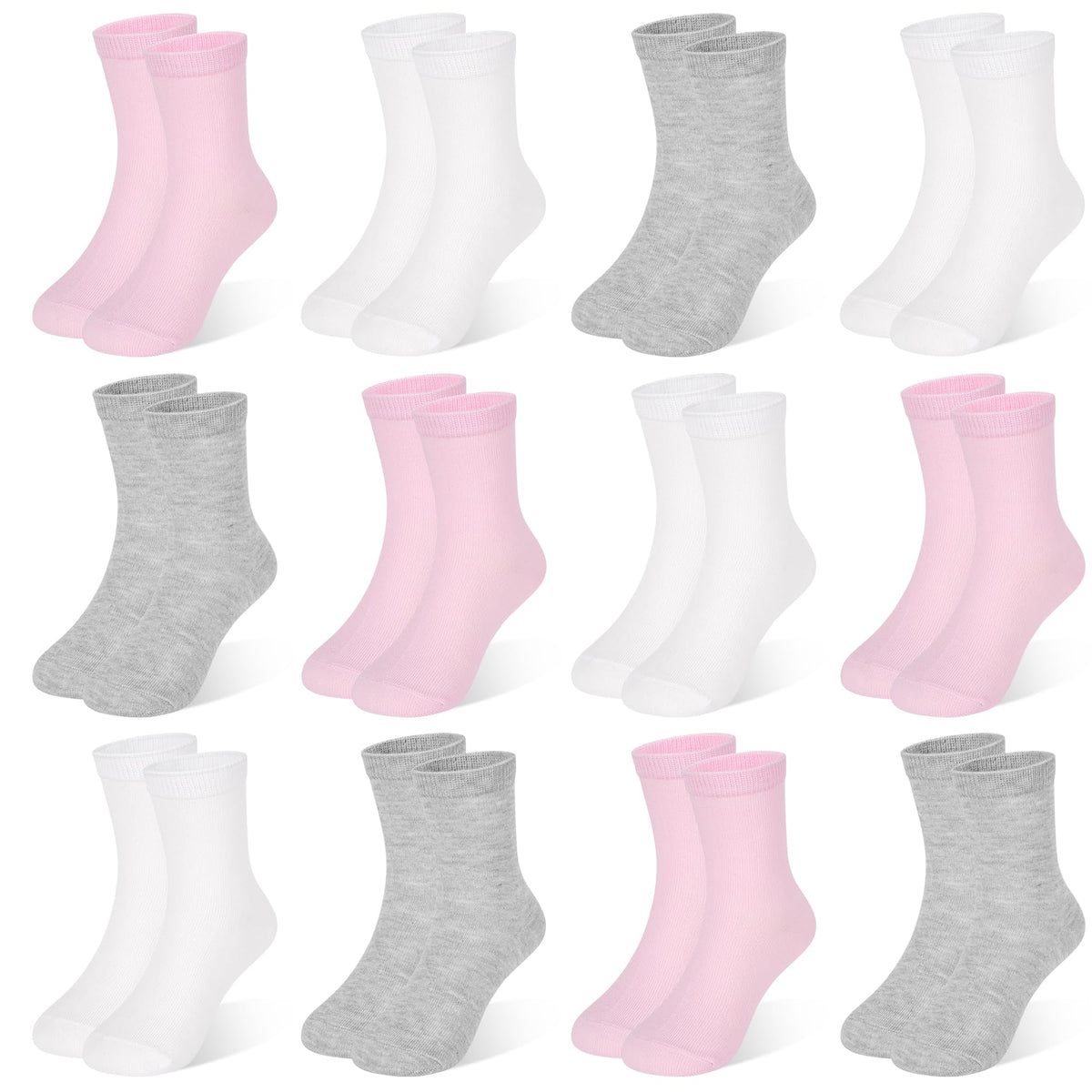 Kids Socks 12 Pairs Crew Socks for Toddler Boys Girls 1-14 Years