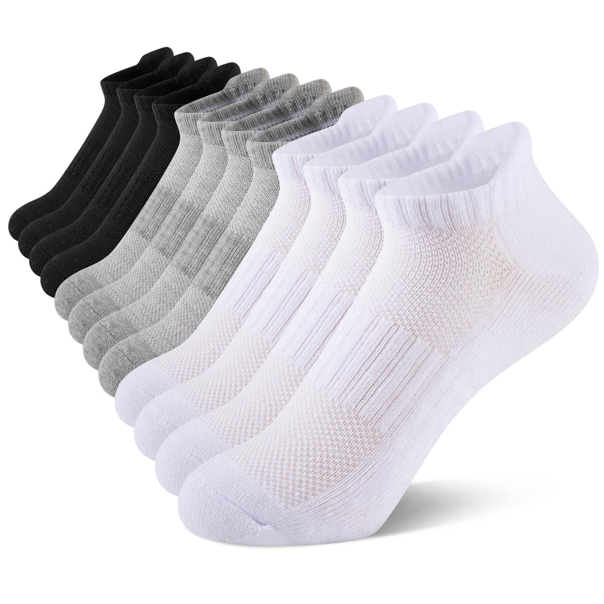 Comfoex 12 Pairs Boys Girls Socks Ankle Athletic Low Cut Short For Kids 4-7 7-10 Years Olds With Cushioned Sole