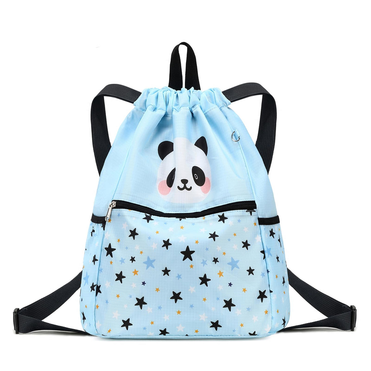 Children Boy Girl Ocean Shark Print Drawstring Backpack Outdoor Casaul Portable Shoulder Bag Swim Gymsack Sack Pack Dark Blue