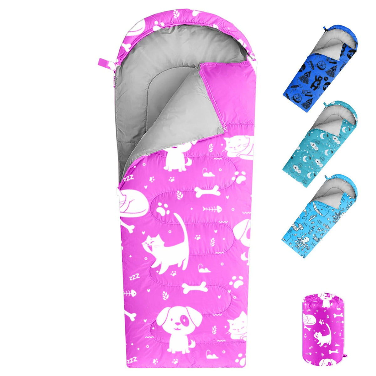 KidzAdventure Mummy Style 32 – 59F Kids Sleeping Bag with Pillow Sleeve, 4 Season, Lightweight and Backpacking Style, Ideal for Camping, Sleepover, Boys, Girls, and Youth