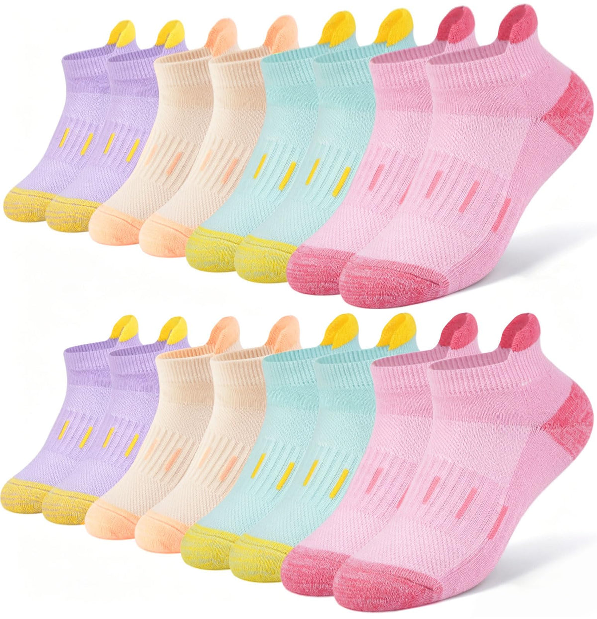 floconssy Girls Socks Ankle Athletic Kids Socks for 4-6 6-8 8-10 Years Old
