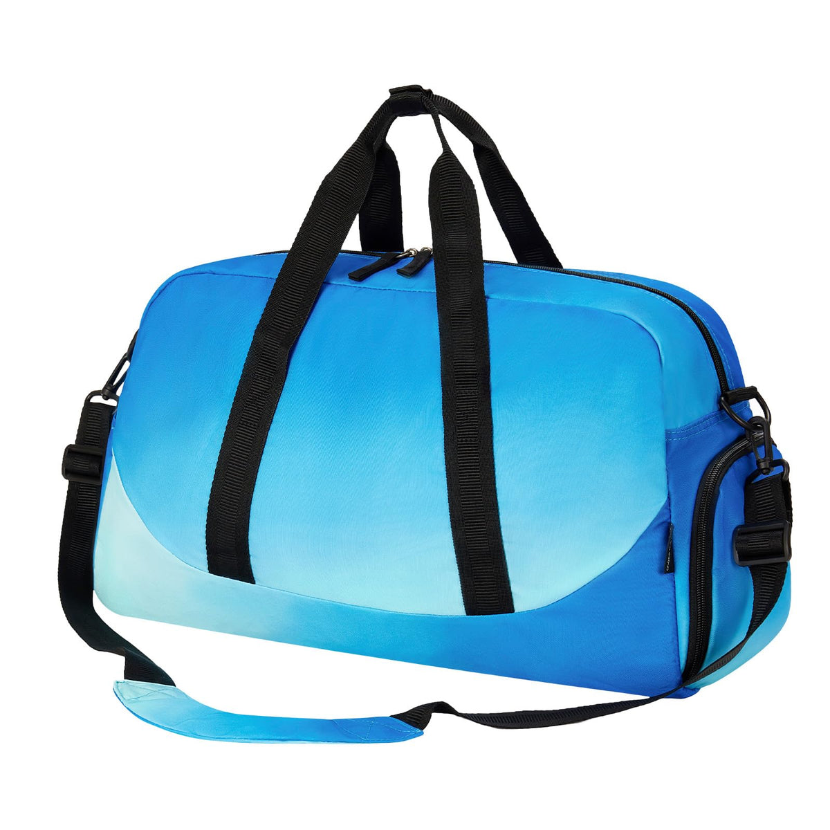 Choco Mocha Kids Duffle Bag, Boys Basketball Overnight Travel Bags for Weekender Kid with Shoes Compartment, Large Sleepover Bag for Gym Blue