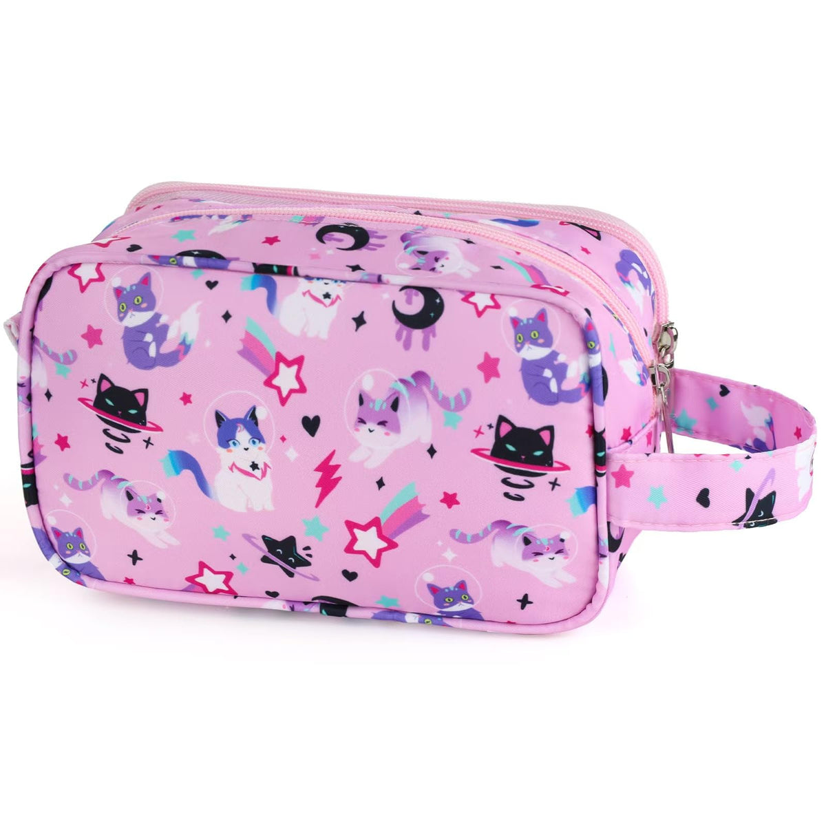Kids Toiletry Bag for Girls, Travel Toiletry Bag for Little Young Girls Cosmetic Bag Makeup Bag Waterproof Hanging Wash Bag Toddler Toiletries, Candy Pink