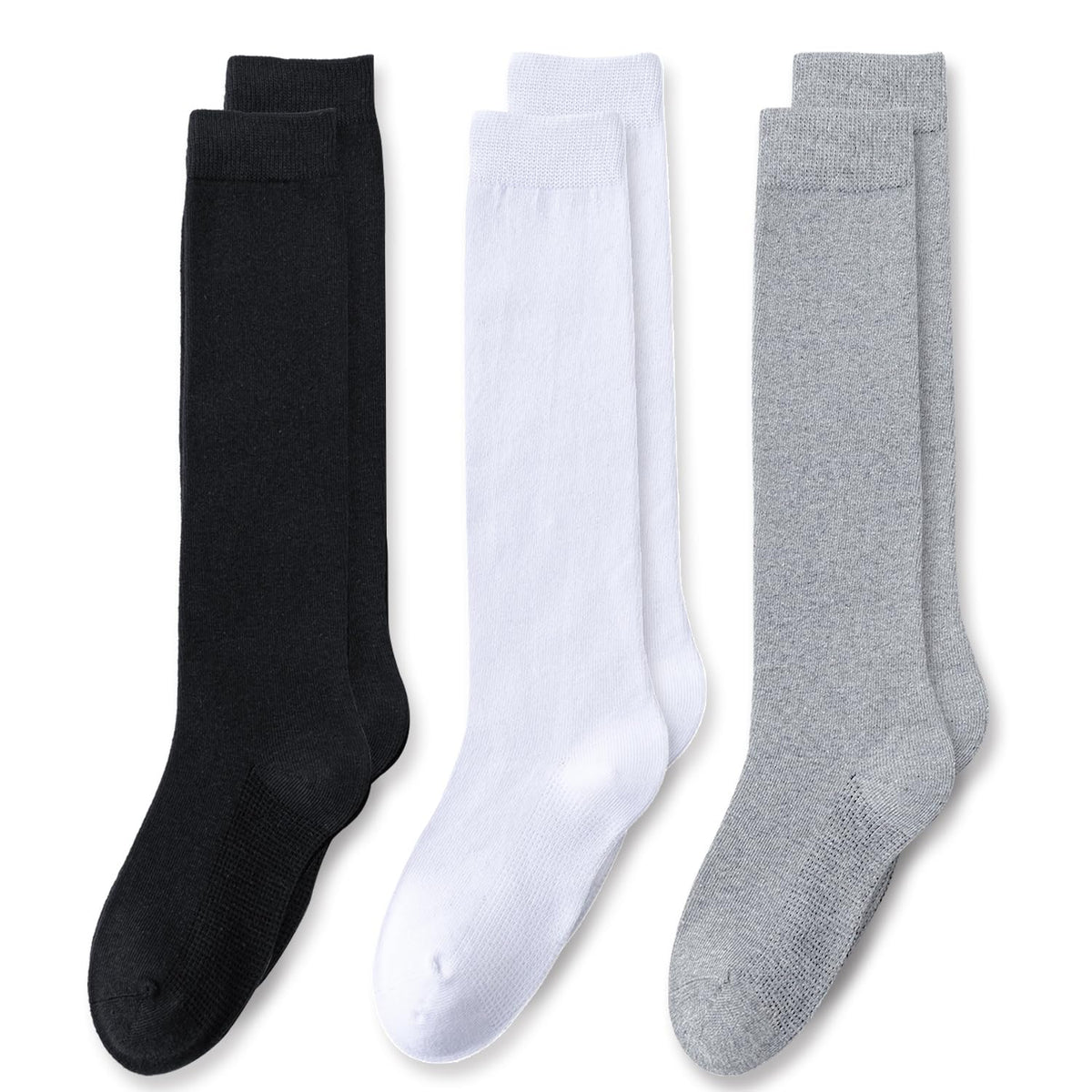 EPEIUS Girls Knee High Socks, Seamless Cotton School Uniform Socks 3-5 Pack