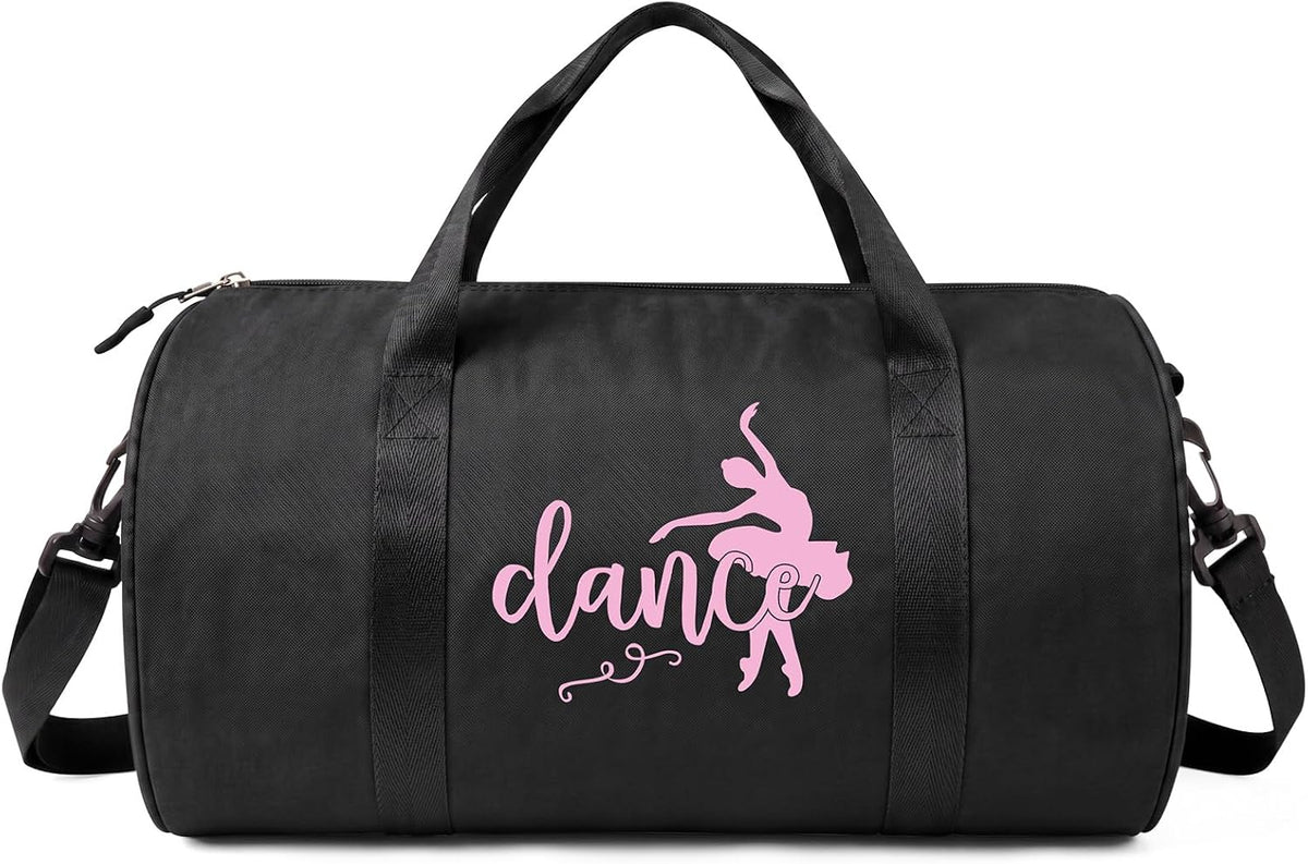 Small Dance Bag for Girls, 8L Lightweight Waterproof Duffle Ballet Bag with Shoulder Strap, Small Gymnastics Overnight Tote Bag for Ballet, Gym, Cheer, Travel - Black