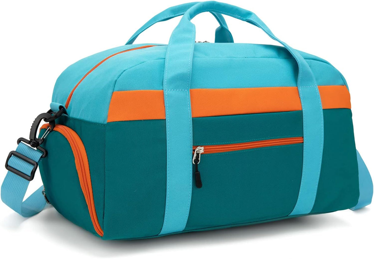 Small Kids Duffle Bag for Boys or Girls, 18" Length, Blue Green