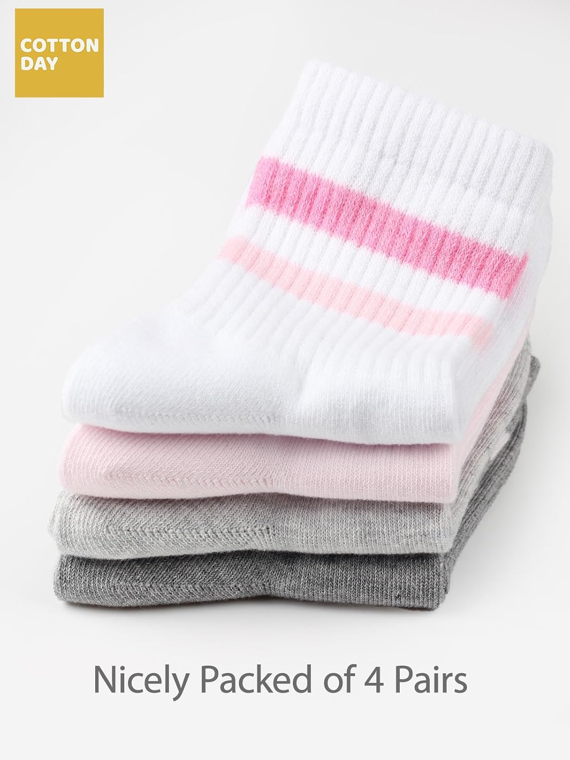 COTTON DAY Kids Girls Valentine's Day Socks with Hearts Stripes Strawberry