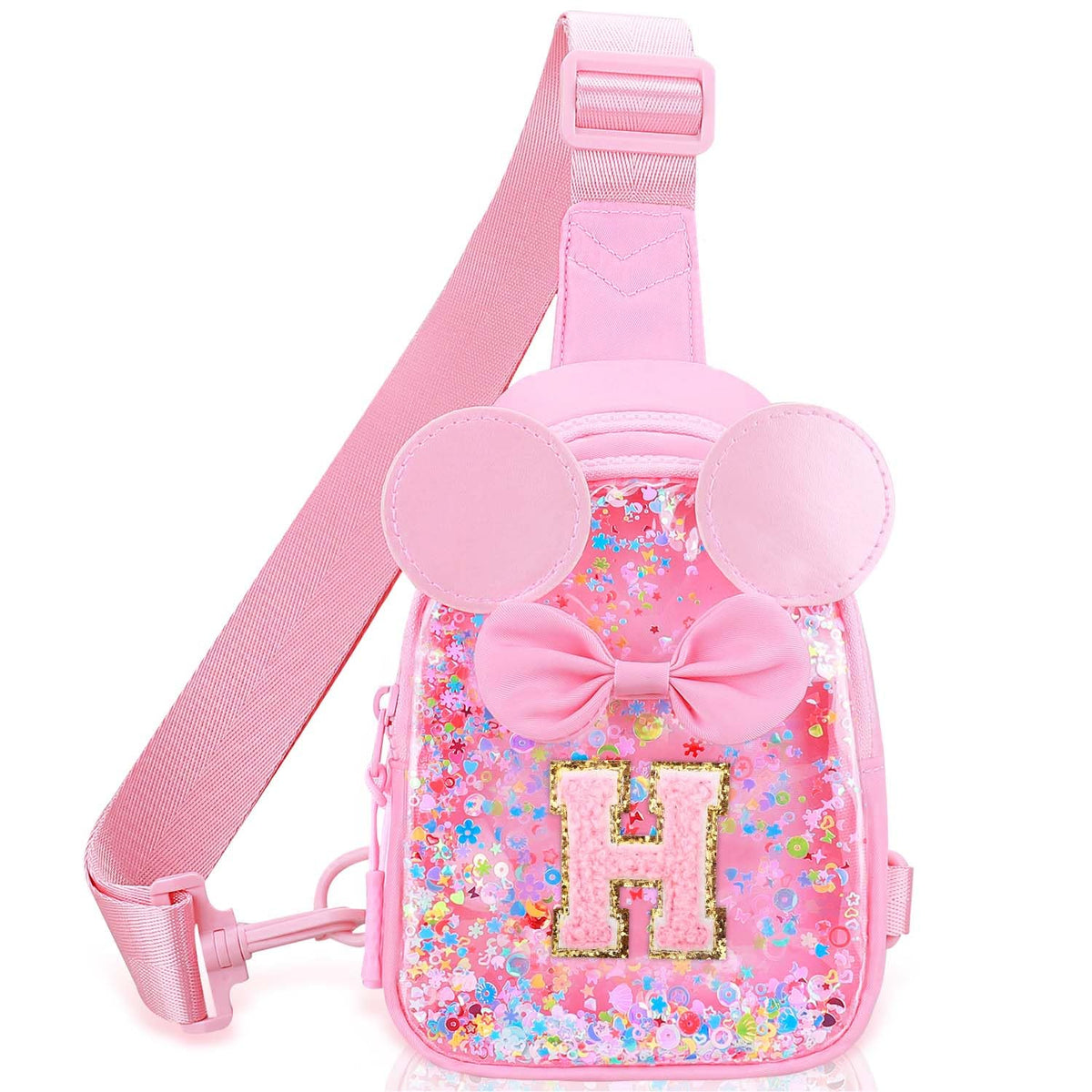 Initial Sling Bag for Girls - 3-7 Year Old Girl Birthday Gifts, Clear Letter Small Crossbody Bag Purses Toddler Kid Gifts Stuff Pink L