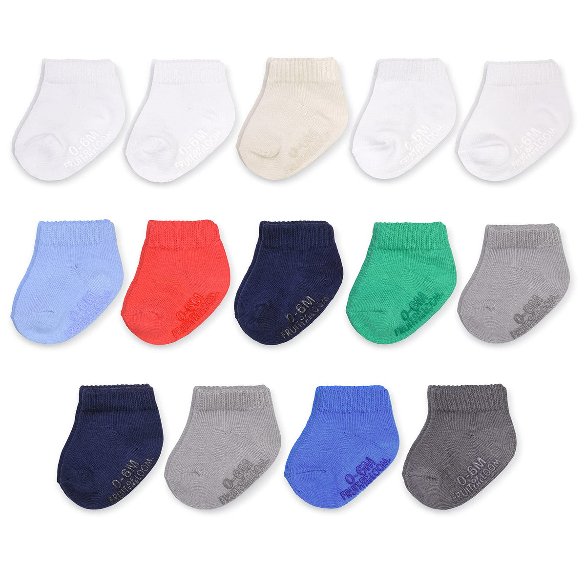 Fruit of the Loom Baby & Toddler Grow & Fit Flex Zones Cotton Stretch Socks - Unisex, Girls, Boys