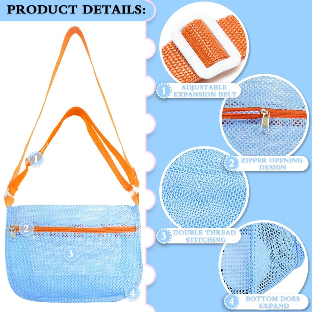 3Pcs Seashell Collecting Bags with Adjustable Shoulder Straps,New