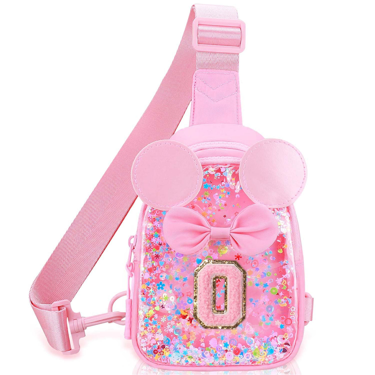 Initial Sling Bag for Girls - 3-7 Year Old Girl Birthday Gifts, Clear Letter Small Crossbody Bag Purses Toddler Kid Gifts Stuff Pink L