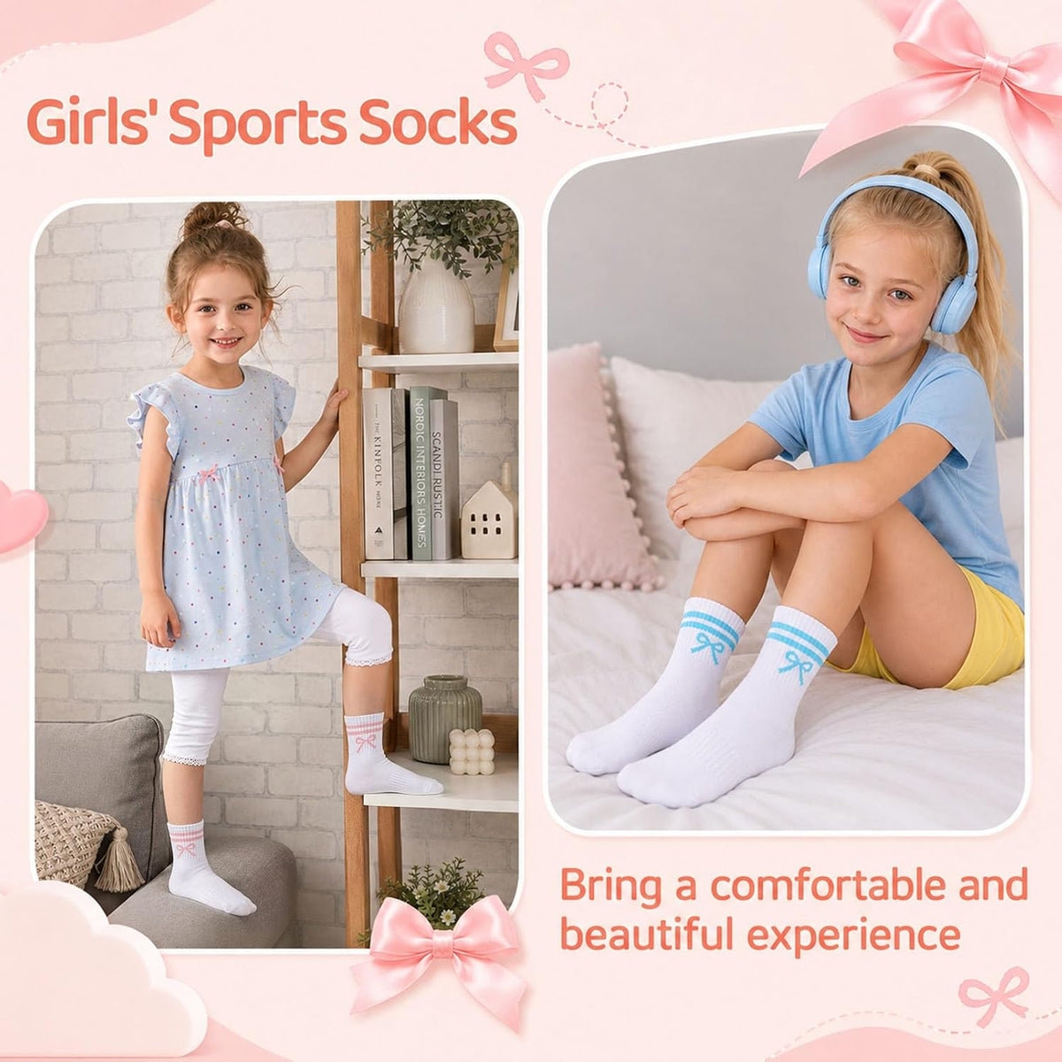 Kids Athletic Crew Socks for Girls Boys with Funny Prints
