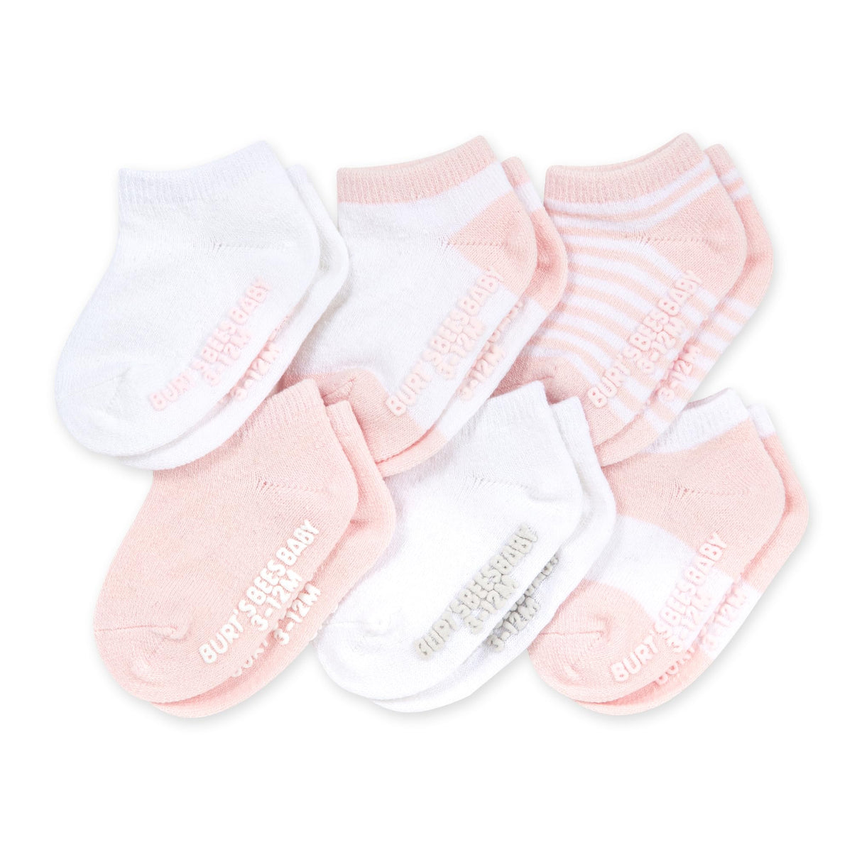 Burt's Bees Baby Organic Ankle & Crew Socks with Non-Slip Grips, 6-Pack