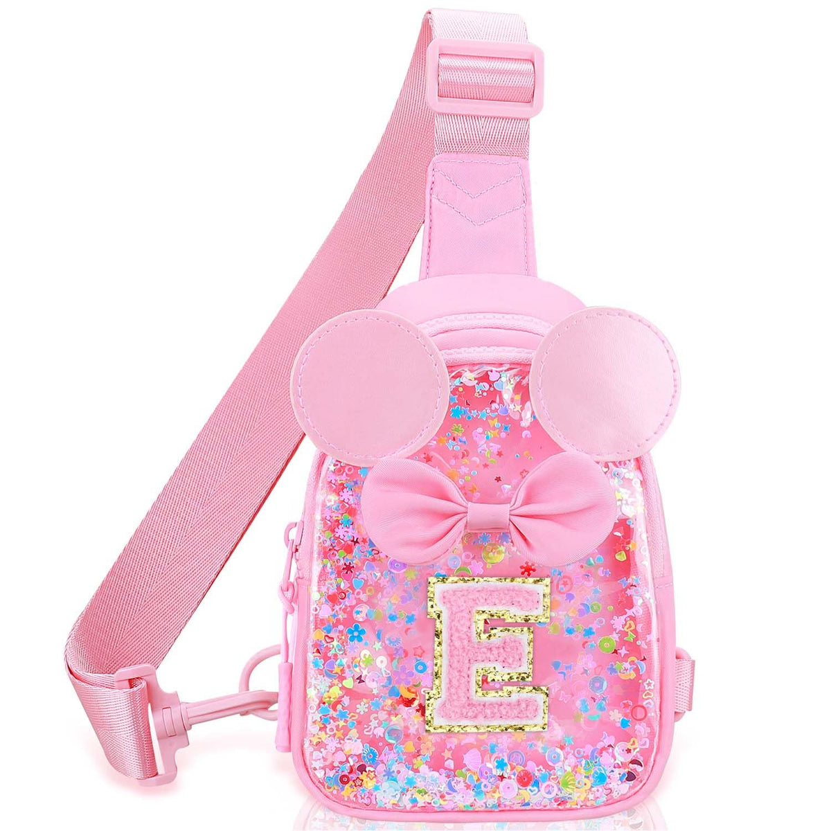 Initial Sling Bag for Girls - 3-7 Year Old Girl Birthday Gifts, Clear Letter Small Crossbody Bag Purses Toddler Kid Gifts Stuff Pink L