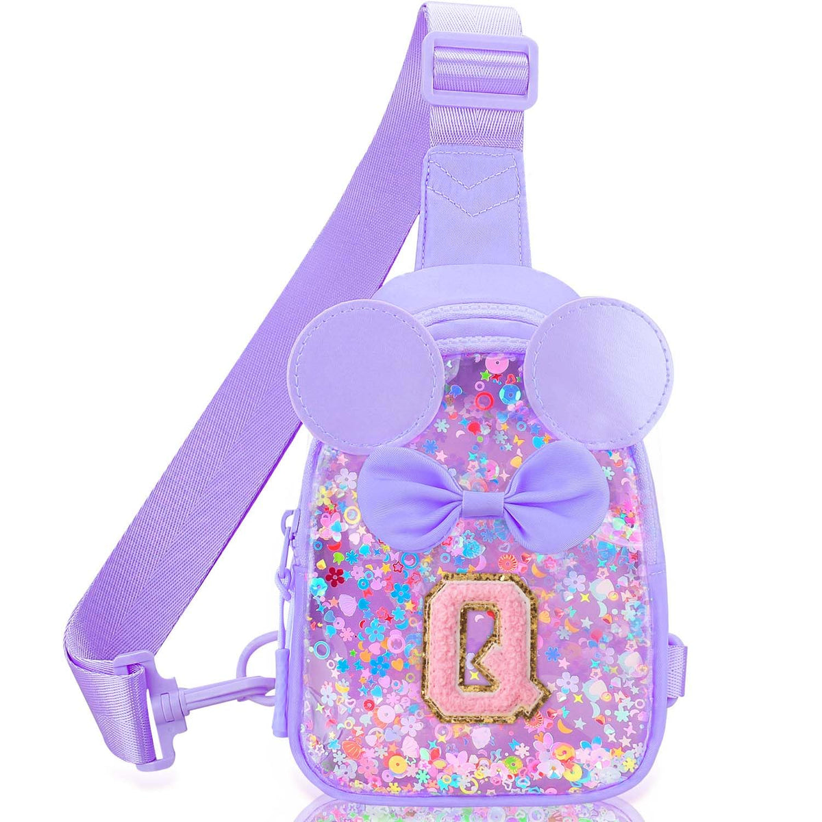 Initial Sling Bag for Girls - 3-7 Year Old Girl Birthday Gifts, Clear Letter Small Crossbody Bag Purses Toddler Kid Gifts Stuff Pink L