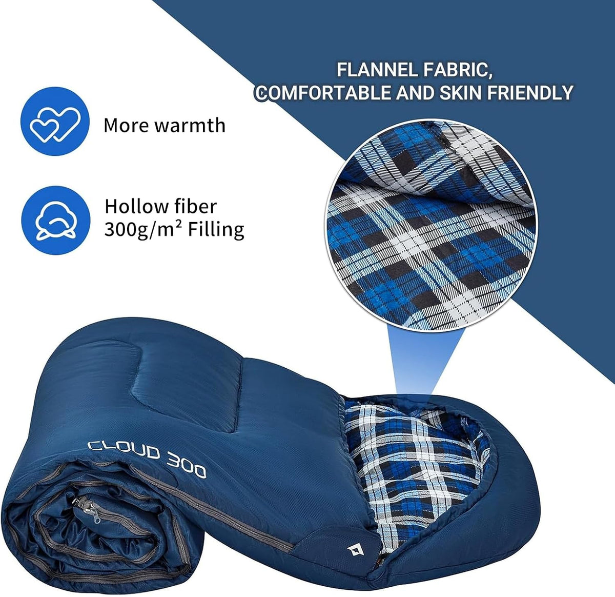 KingCamp 45°F Kids Sleeping Bag, 100% Flannel Sleeping Bag for 10-12 Child