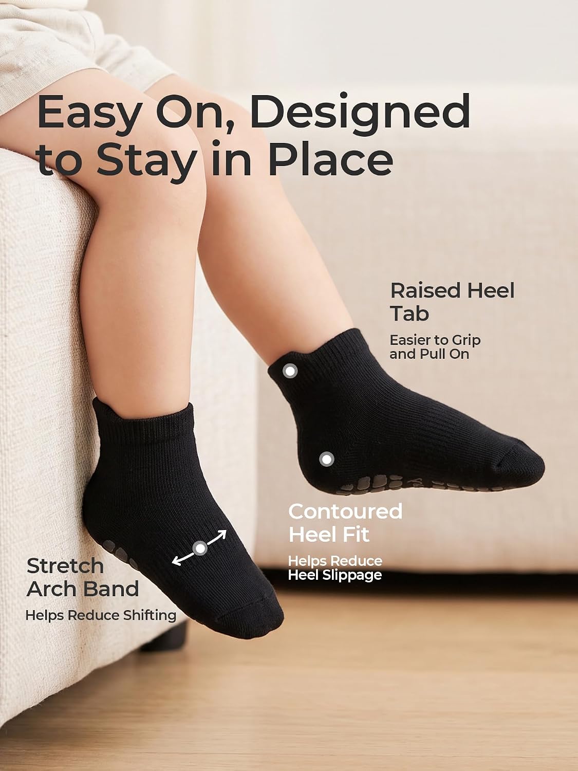 Non-Slip Baby Cotton Ankle Socks with Grippers for Toddler Walking