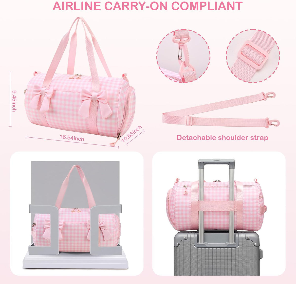 STELLE Girls Dance Bag Gymnastics Duffle Bag with Shoe Compartment(PGH,F)