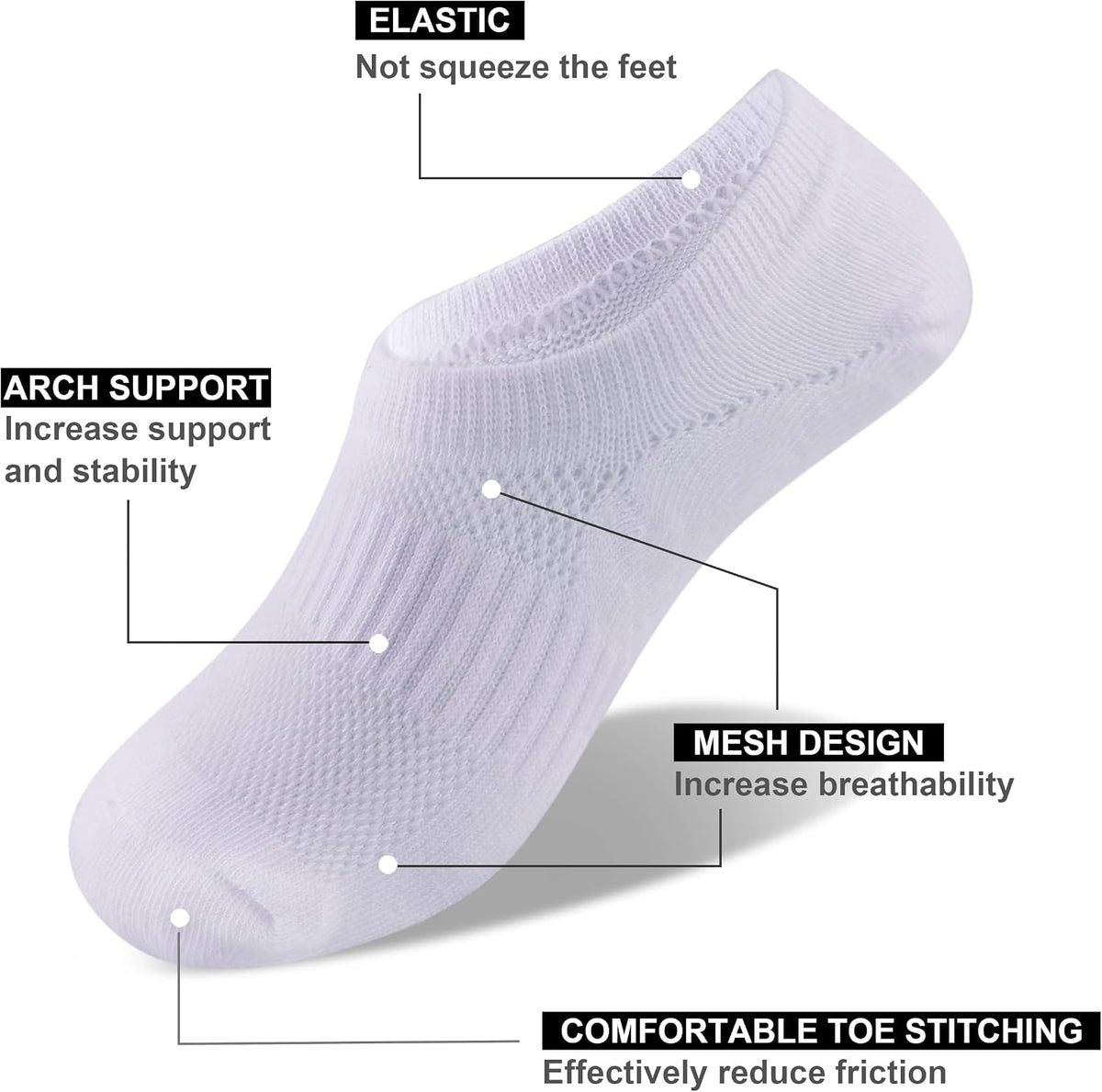 Cozi Foot 10 Pairs Boys Girls No Show Socks Cotton Non Slip Low Cut Socks