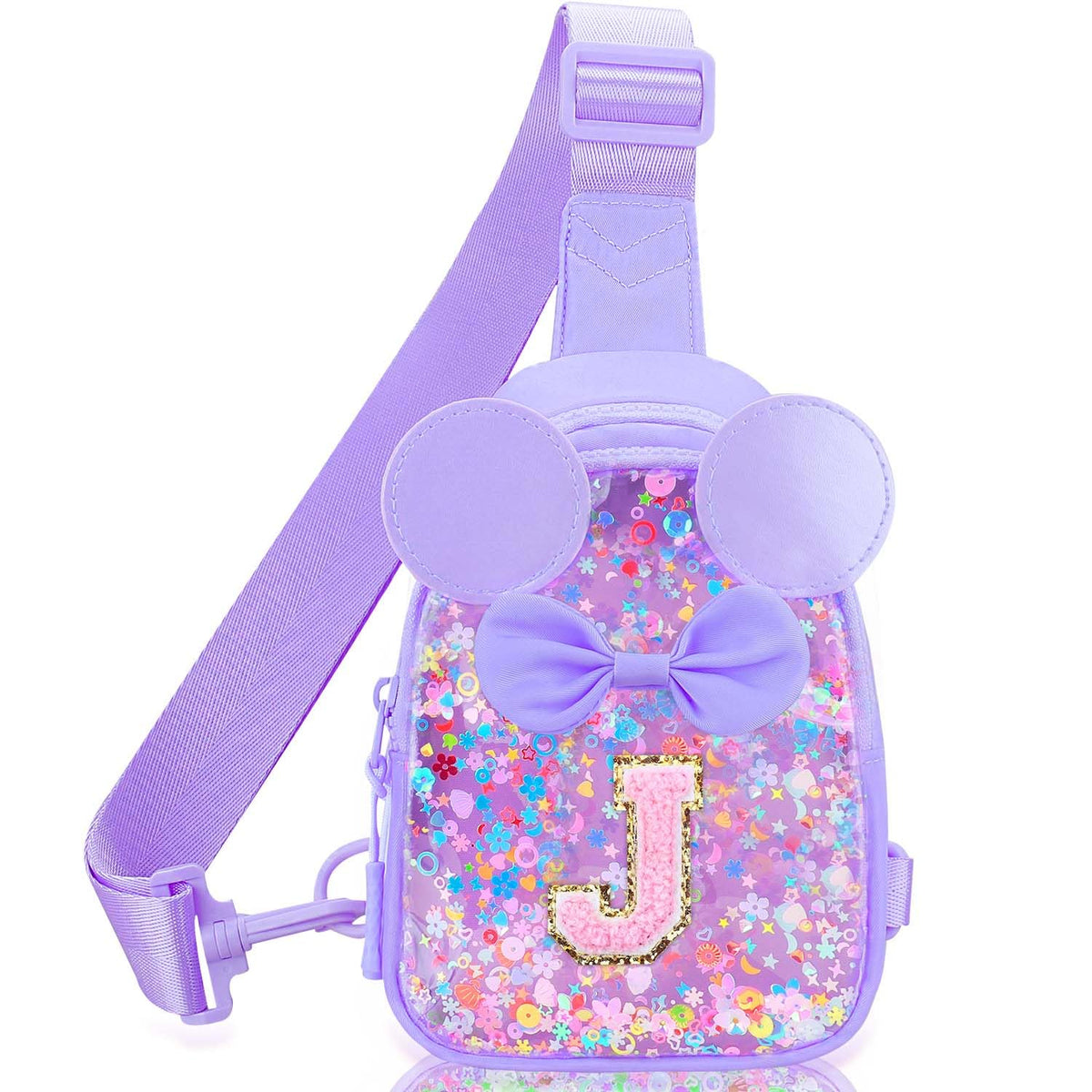 Initial Sling Bag for Girls - 3-7 Year Old Girl Birthday Gifts, Clear Letter Small Crossbody Bag Purses Toddler Kid Gifts Stuff Pink L