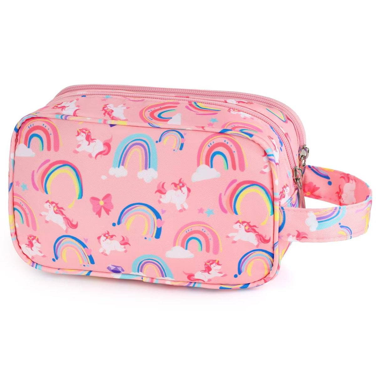 Kids Toiletry Bag for Girls, Travel Toiletry Bag for Little Young Girls Cosmetic Bag Makeup Bag Waterproof Hanging Wash Bag Toddler Toiletries, Candy Pink